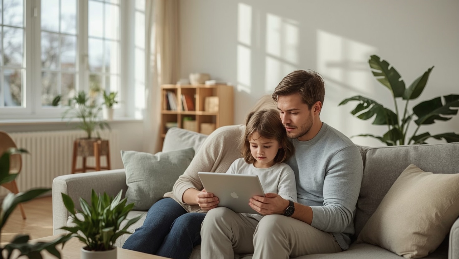 Familie beim gemeinsamen Lesen — Eltern-Sucht.de Magazin