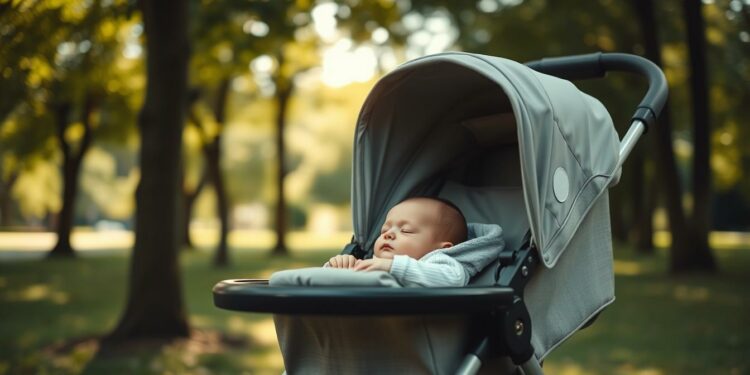 neugeborenes baby im kinderwagen